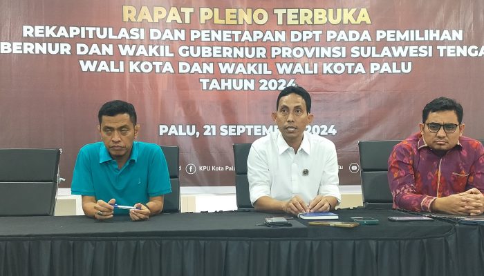 Tiga Paslon Wali Kota dan Wakil Wali Kota Palu ditetapkan, Besok Undian Nomor Urut