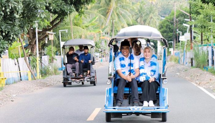 Ke Pagimana, Anwar Hafid Diarak Puluhan Bentor dan Disambut Meriah