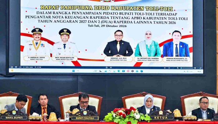 Bupati Sampaikan Pengantar Nota Keuangan APBD 2027 dalam Rapat Paripurna DPRD Tolitoli